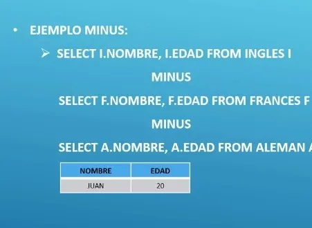 Minus [diferencia] en sql - oracle sql