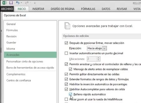 Relleno rápido automático en excel - excel