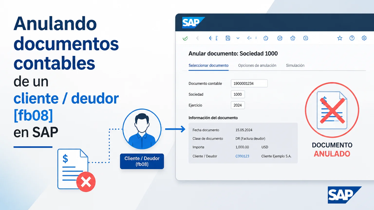 Anulando documentos contables de un cliente / deudor [fb08] en sap - introduccion sap