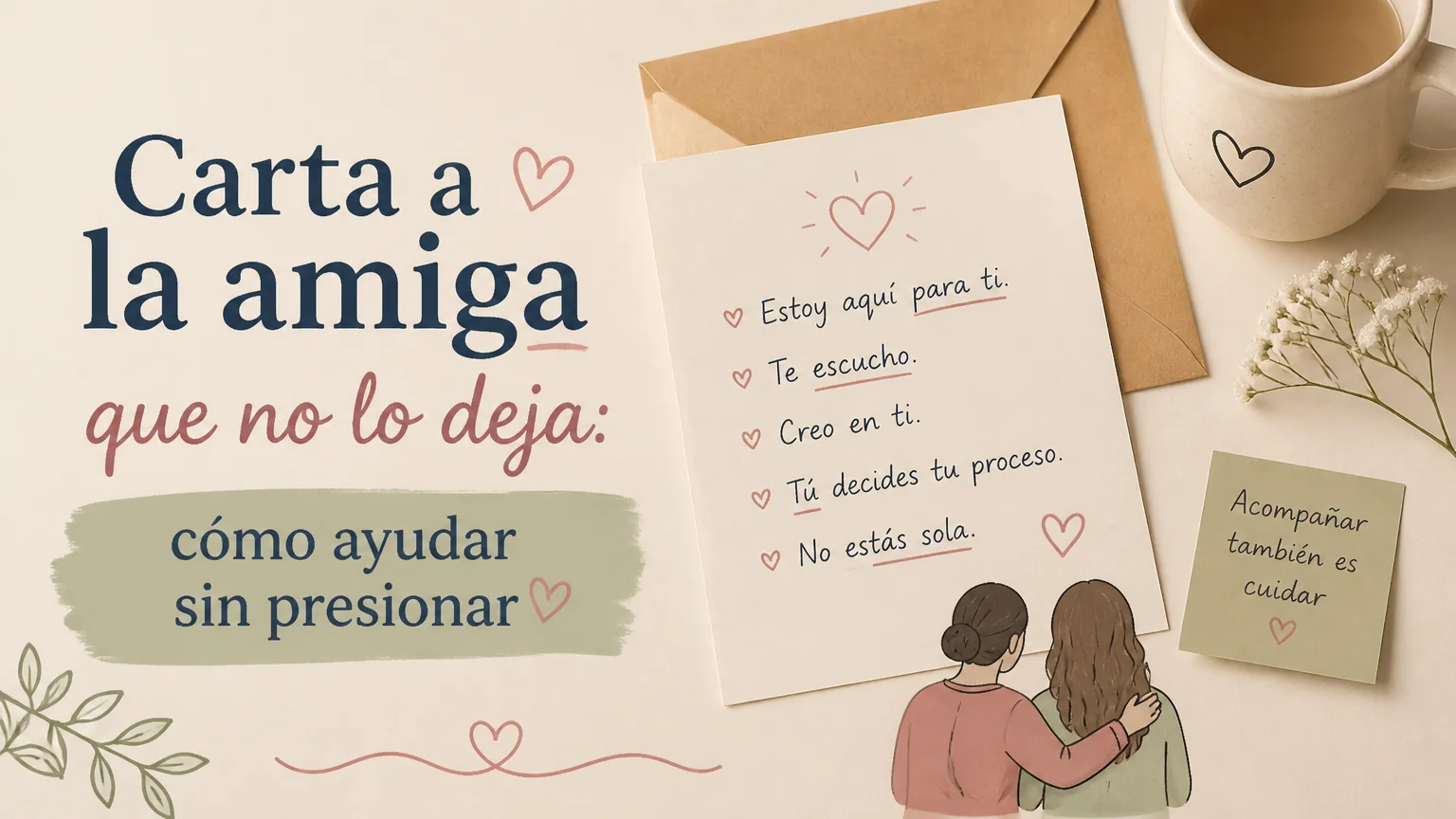 Carta a la amiga que no lo deja: cómo ayudar sin presionar