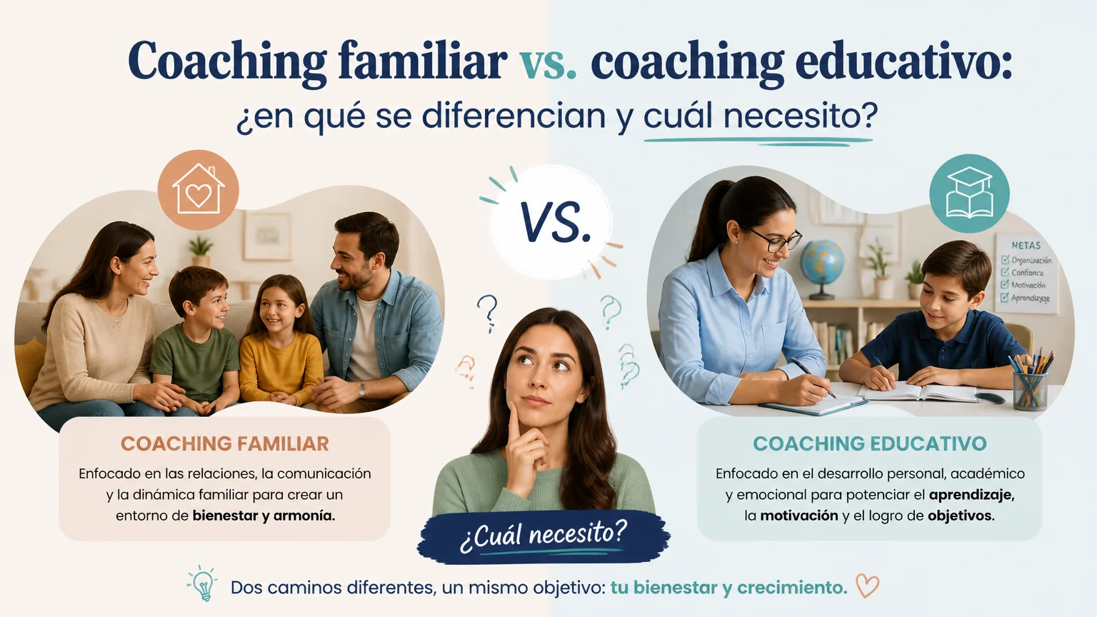 Coaching familiar vs. coaching educativo: ¿en qué se diferencian y cuál necesito?