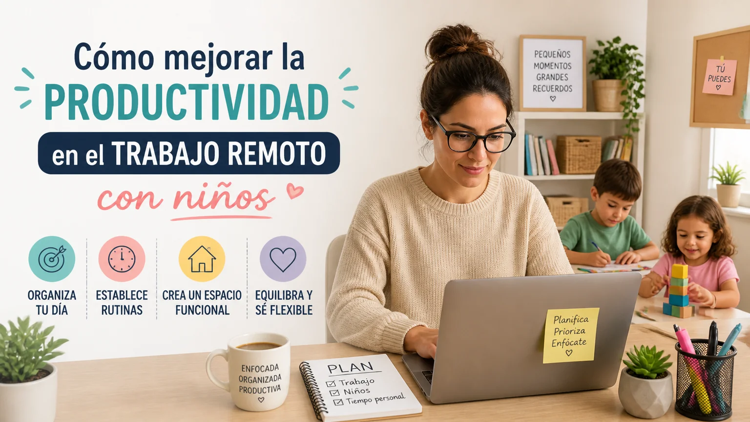 Cómo mejorar la productividad en el trabajo remoto con niños - productividad trabajo vida casa