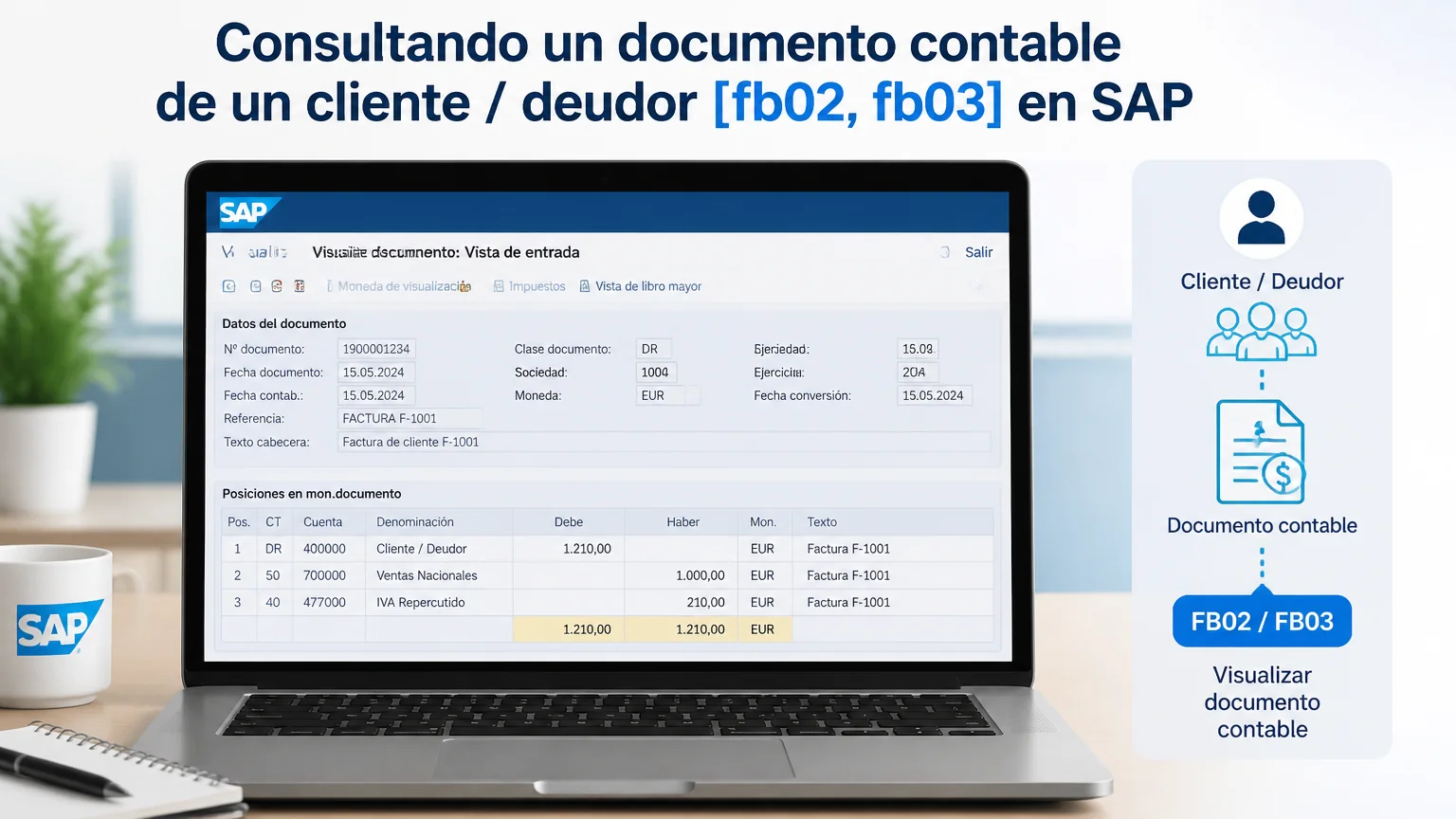 Consultando un documento contable de un cliente / deudor [fb02, fb03] en sap - introduccion sap