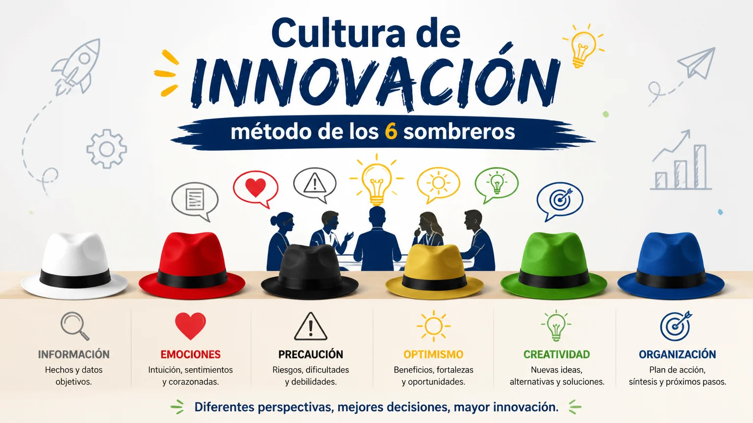 Cultura de innovación. método de los 6 sombreros - coaching negocio