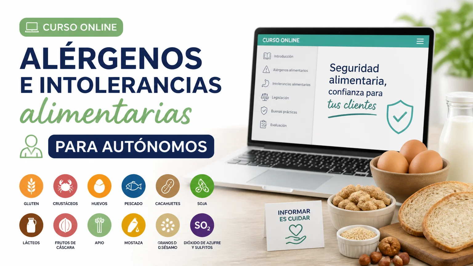 Curso online alérgenos e intolerancias alimentarias para autónomos