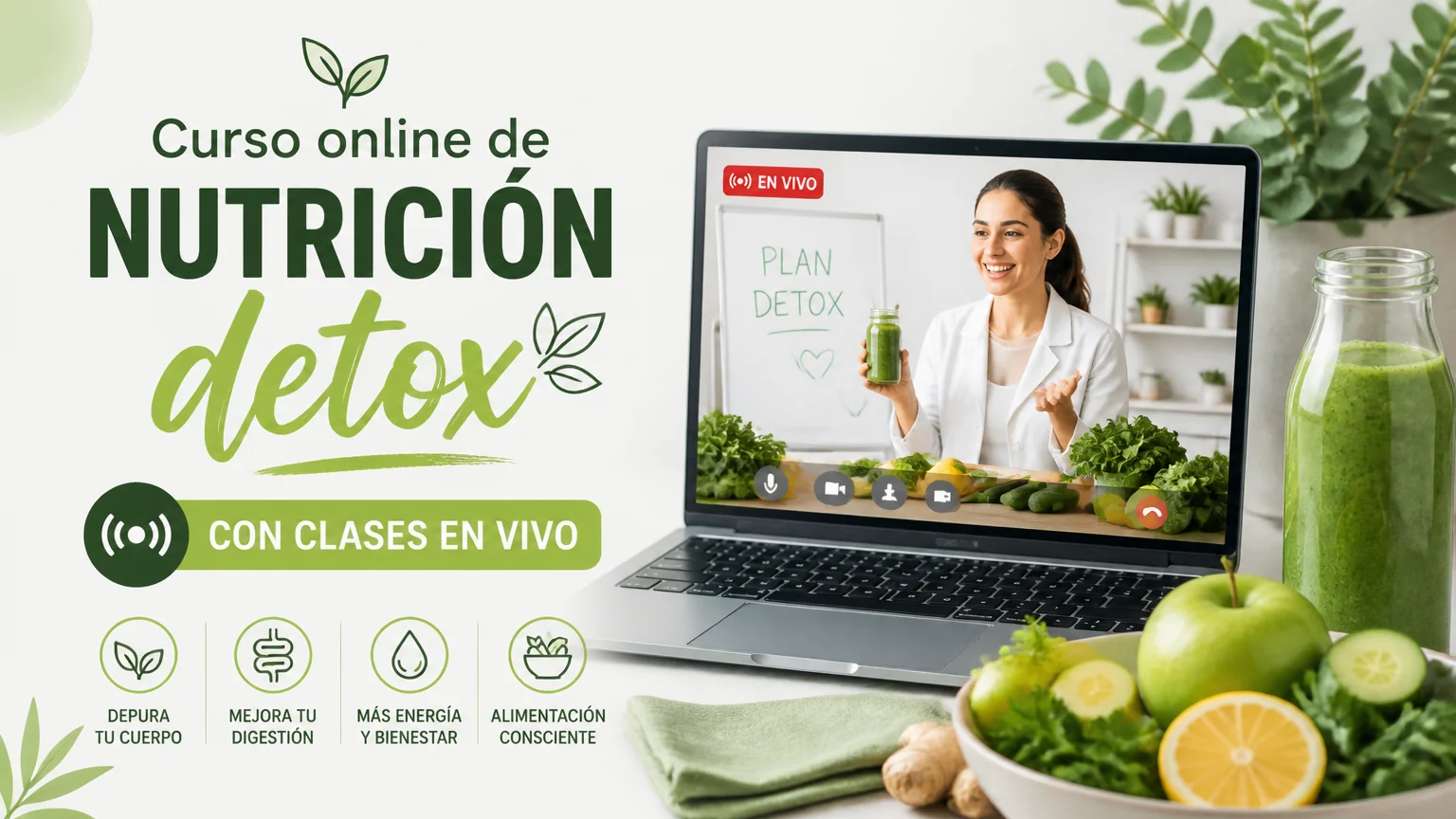 Curso online de nutrición detox con clases en vivo - nutricion detox