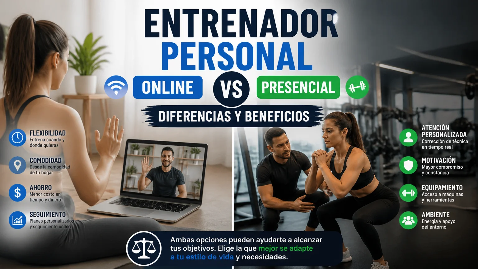 Entrenador personal online vs presencial diferencias y beneficios