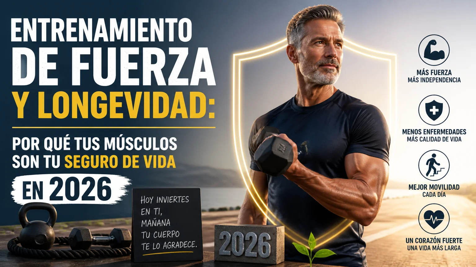 Entrenamiento de fuerza y longevidad: por qué tus músculos son tu seguro de vida en 2026 - coach deportivo