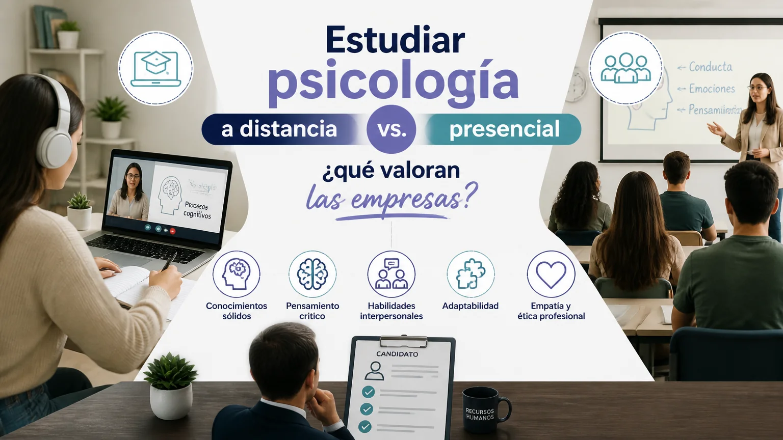Estudiar psicología a distancia vs. presencial: ¿qué valoran las empresas?