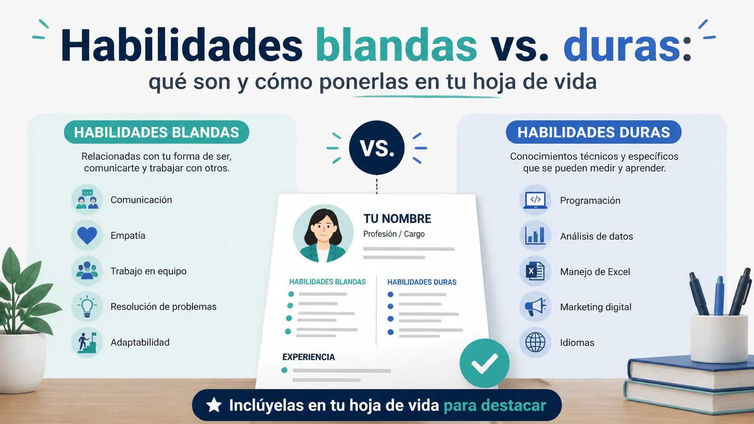 Habilidades blandas vs. duras: qué son y cómo ponerlas en tu hoja de vida - creacion curriculum