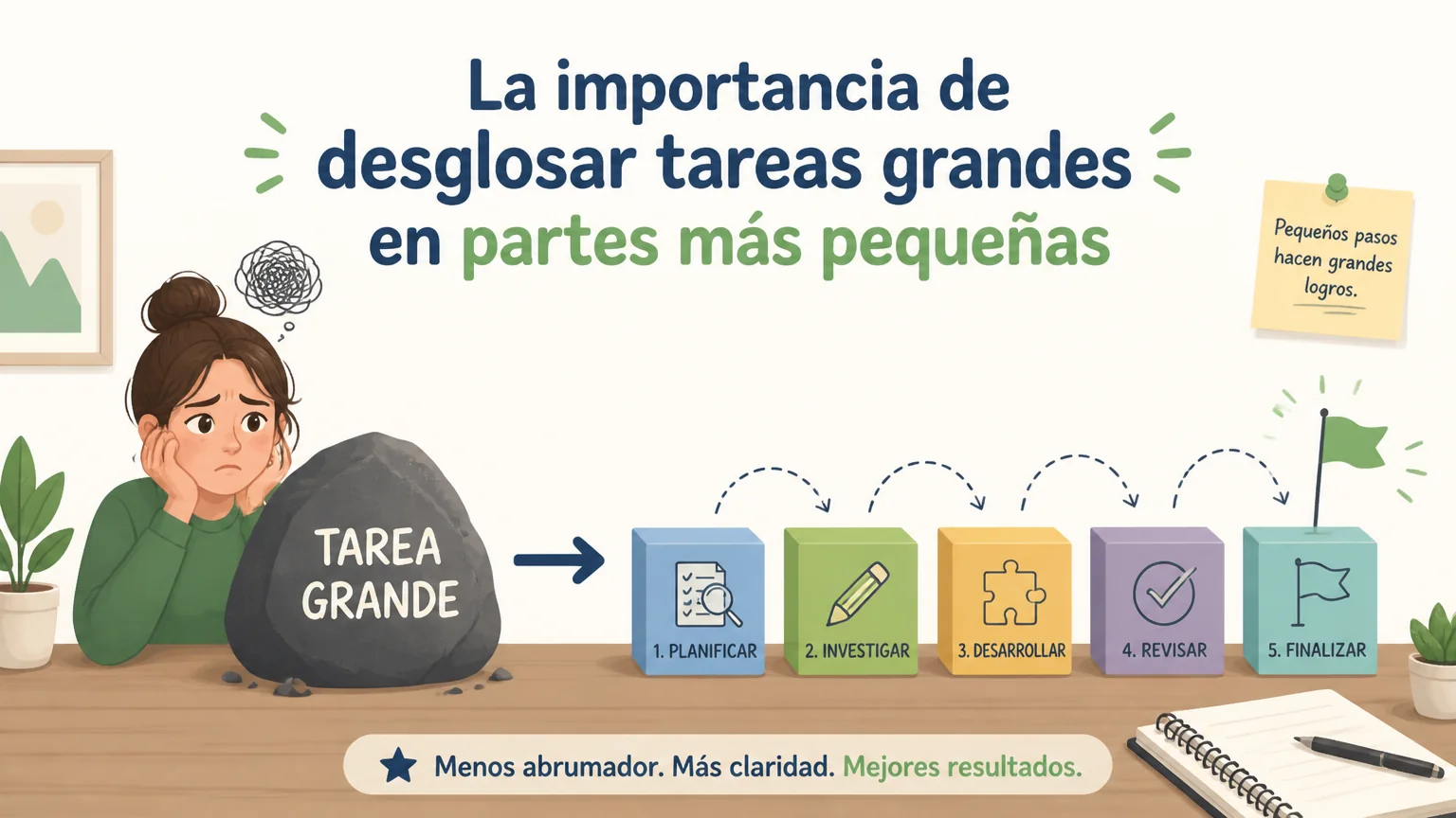 La importancia de desglosar tareas grandes en partes más pequeñas