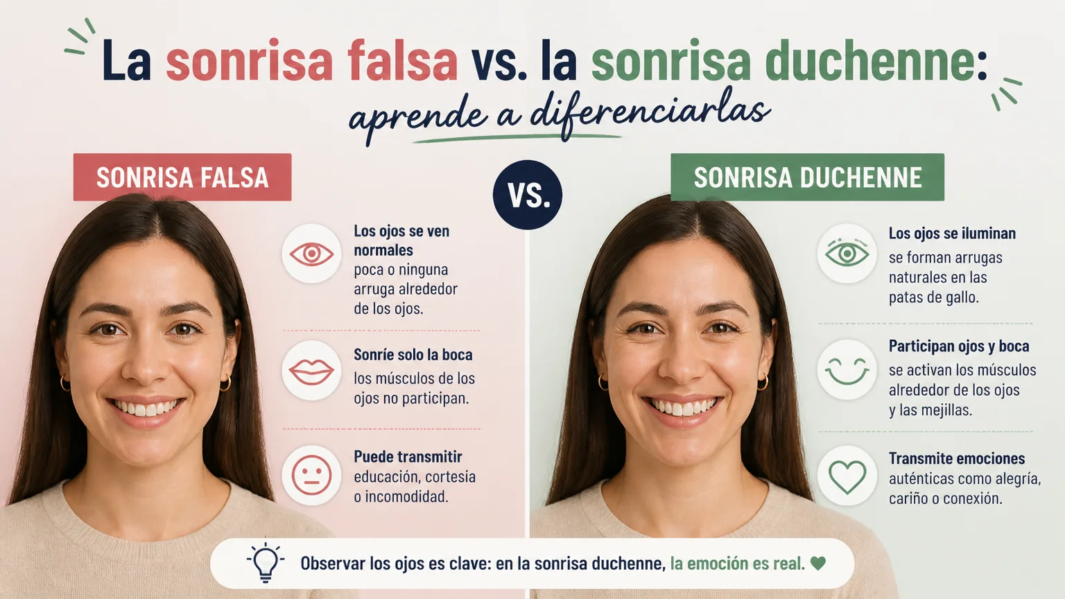 La sonrisa falsa vs. la sonrisa duchenne: aprende a diferenciarlas - comunicacion no verbal
