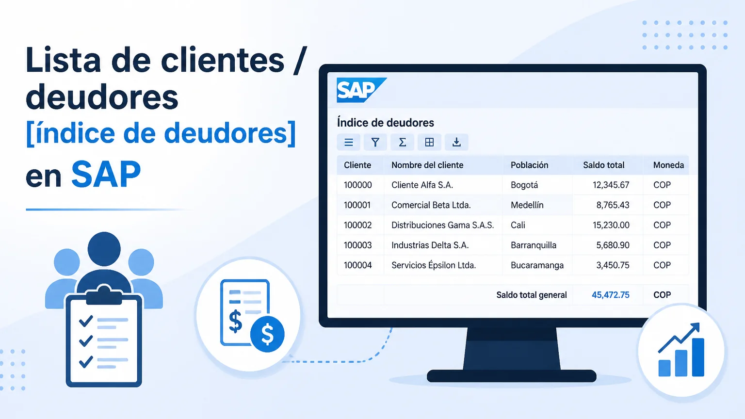 Lista de clientes / deudores [índice de deudores] en sap - introduccion sap