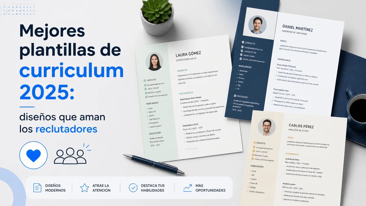 Mejores plantillas de curriculum 2025: diseños que aman los reclutadores - creacion curriculum