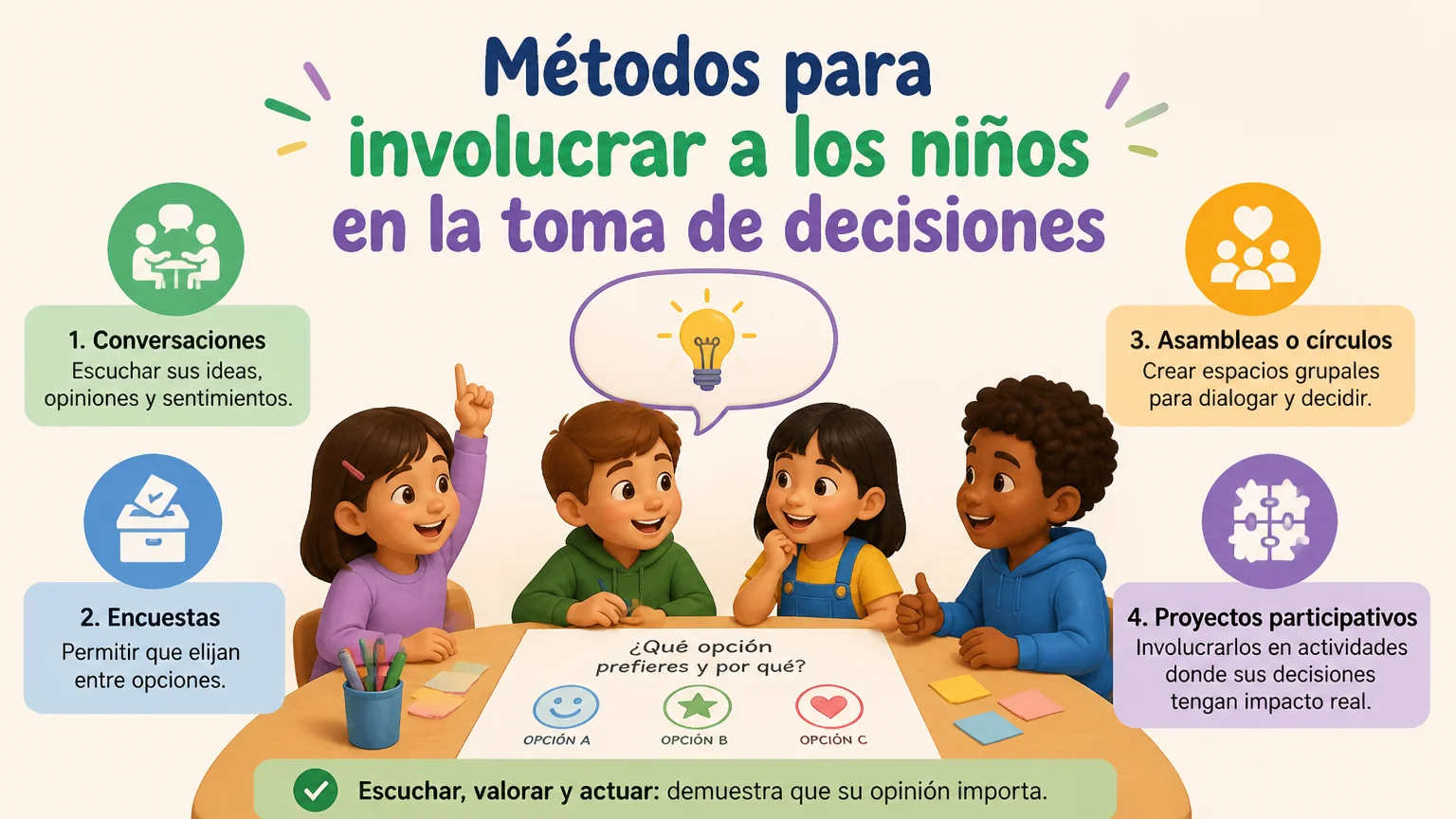 Métodos para involucrar a los niños en la toma de decisiones