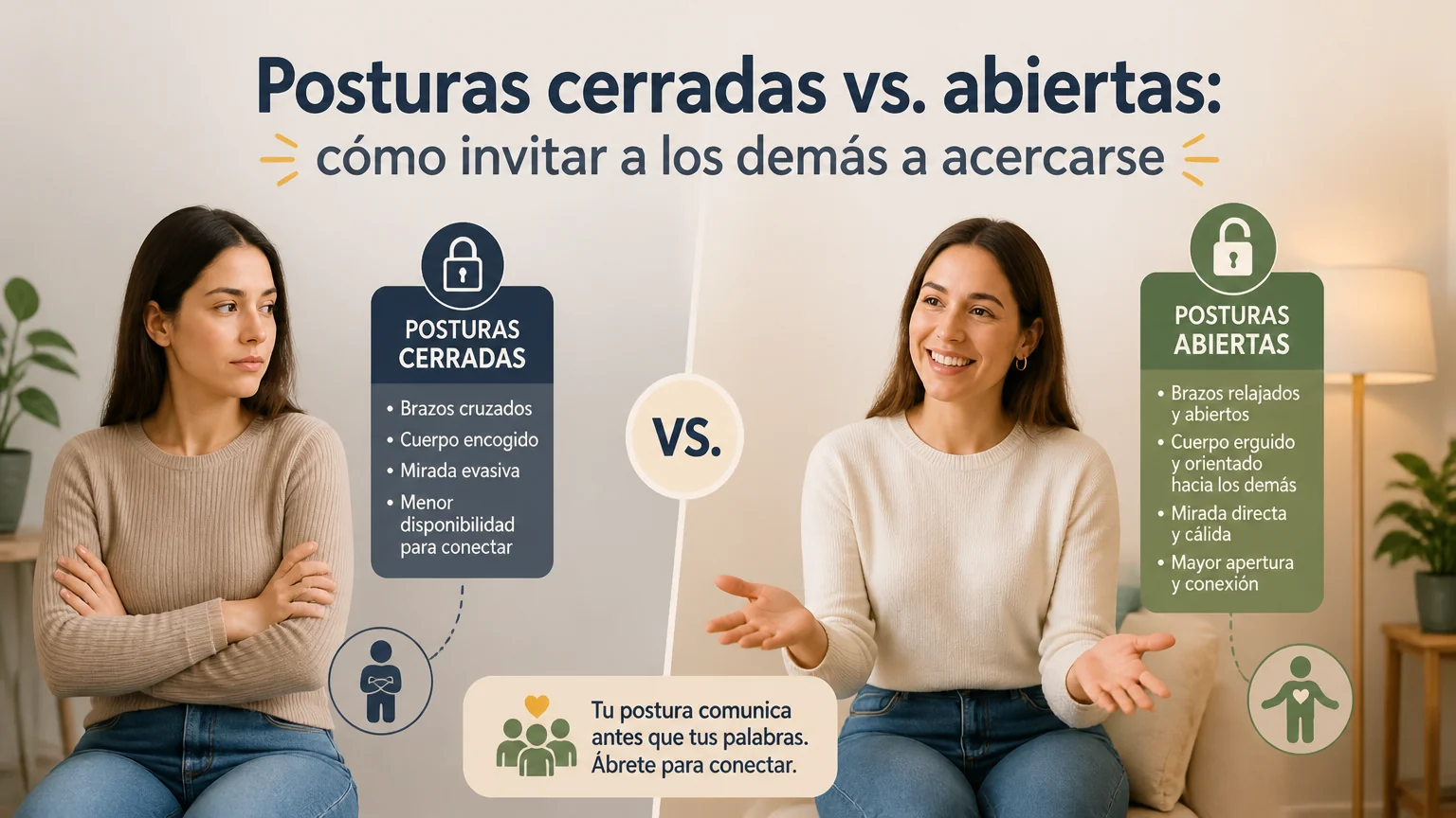 Posturas cerradas vs. abiertas: cómo invitar a los demás a acercarse