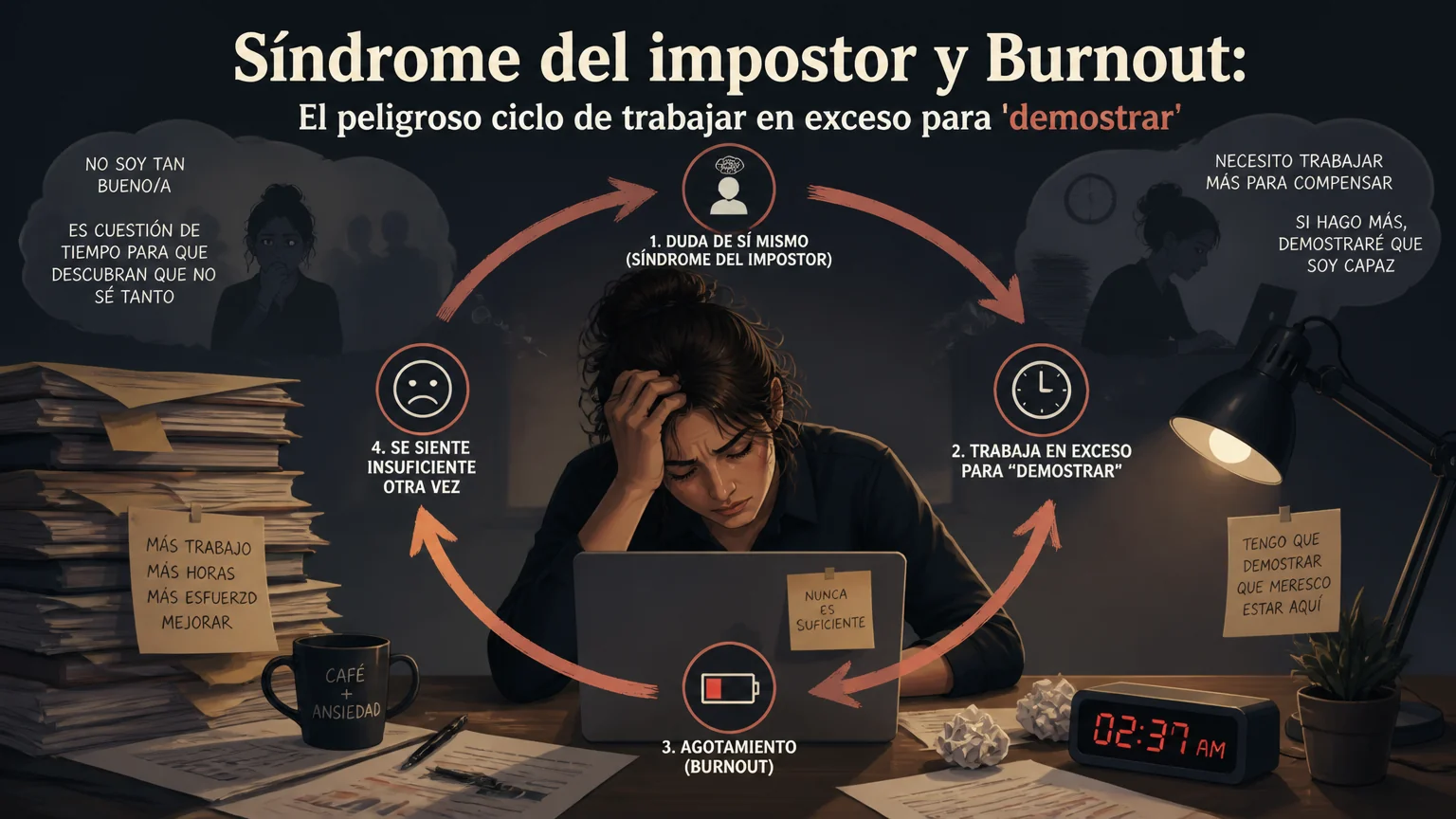 Síndrome del impostor y burnout: el peligroso ciclo de trabajar en exceso para 