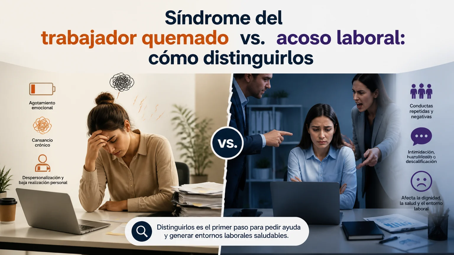 Síndrome del trabajador quemado vs. acoso laboral: cómo distinguirlos - acoso laboral